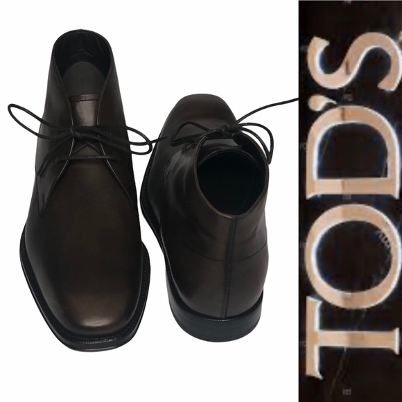 NEW Tod's Mens Brown Leather Laceup AnkleBoots 5.5 - Picture 2 of 16